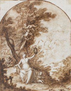 Giuseppe Bossi attrib. – Allegoria della Gloria (o dell’Italia?), penna e seppia, c. 1810